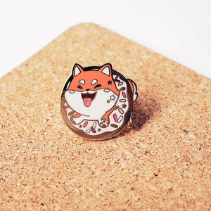 Red Shiba Inu Donut Enamel Pin Brooches & Lapel Pins Flair Fighter