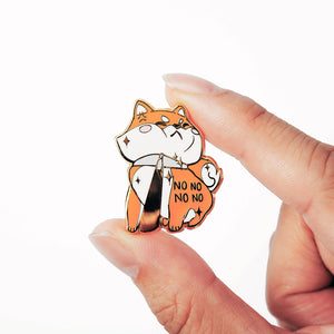 Stubborn Red Shiba Inu NO NO NO NO Enamel Pin Brooches & Lapel Pins Flair Fighter