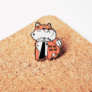 Stubborn Red Shiba Inu NO NO NO NO Enamel Pin Brooches & Lapel Pins Flair Fighter
