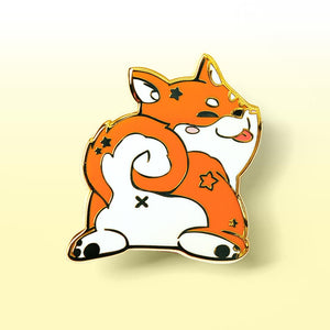 Red Shiba Inu Sploot Enamel Pin Brooches & Lapel Pins Flair Fighter