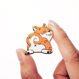 Red Shiba Inu Sploot Enamel Pin Brooches & Lapel Pins Flair Fighter