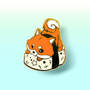 Red Shiba Inu Sushi Enamel Pin Brooches & Lapel Pins Flair Fighter