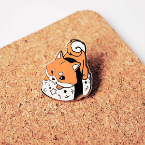 Red Shiba Inu Sushi Enamel Pin Brooches & Lapel Pins Flair Fighter