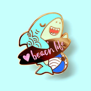 Beach Life Shark Enamel Pin Brooches & Lapel Pins Flair Fighter