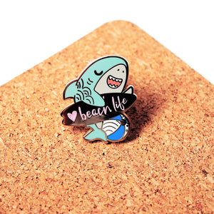Beach Life Shark Enamel Pin Brooches & Lapel Pins Flair Fighter