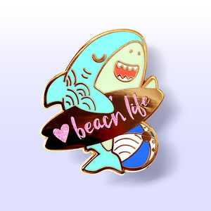 Beach Life Shark Enamel Pin Brooches & Lapel Pins Flair Fighter