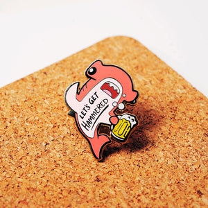 Let's Get Hammered Hammerhead Shark Enamel Pin (Pink Variant) Brooches & Lapel Pins Flair Fighter