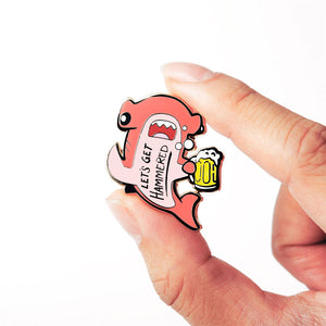 Let's Get Hammered Hammerhead Shark Enamel Pin (Pink Variant) Brooches & Lapel Pins Flair Fighter