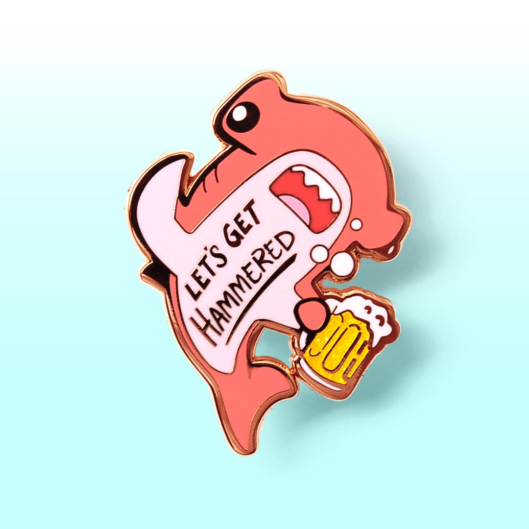 Let's Get Hammered Hammerhead Shark Enamel Pin (Pink Variant) Brooches & Lapel Pins Flair Fighter   