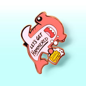 Let's Get Hammered Hammerhead Shark Enamel Pin (Pink Variant) Brooches & Lapel Pins Flair Fighter