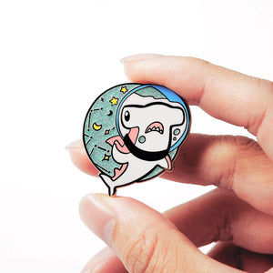 Hammerhead Space Shark Enamel Pin Brooches & Lapel Pins Flair Fighter