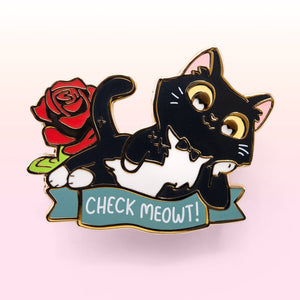 Check Meowt (Tuxedo Cat) Enamel Pin Brooches & Lapel Pins Flair Fighter