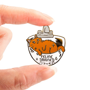 Feline Drained (Havana Brown Cat) Enamel Pin Brooches & Lapel Pins Flair Fighter