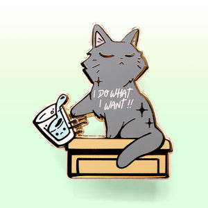 I Do What I Want (Chartreux Cat) Enamel Pin Brooches & Lapel Pins Flair Fighter   