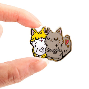 I Heart Snuggles (Manx Cat & American Bobtail Cat) Enamel Pin Brooches & Lapel Pins Flair Fighter