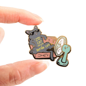 I Work So My Cat Can Live A Better Life (Korat Cat) Enamel Pin Brooches & Lapel Pins Flair Fighter
