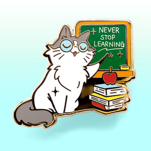 Never Stop Learning (Ragamuffin Cat) Enamel Pin Brooches & Lapel Pins Flair Fighter