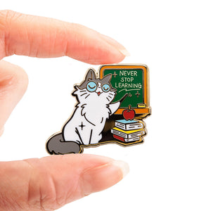 Never Stop Learning (Ragamuffin Cat) Enamel Pin Brooches & Lapel Pins Flair Fighter