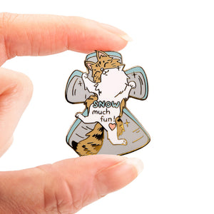 Snow Much Fun (Norwegian Forest Cat) Enamel Pin Brooches & Lapel Pins Flair Fighter