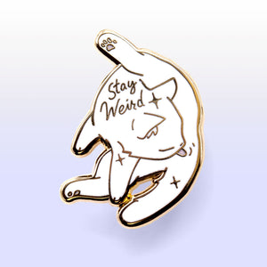 Stay Weird (White Burmilla Cat) Enamel Pin Brooches & Lapel Pins Flair Fighter