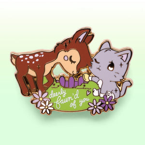 Deerly Fawn'd of You Cat Enamel Pin Brooches & Lapel Pins Flair Fighter