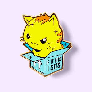 If It Fits I Sits Cat Enamel Pin Brooches & Lapel Pins Flair Fighter