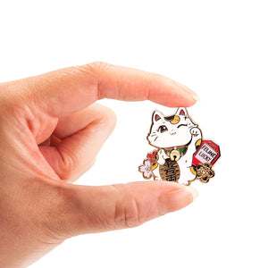 Lucky Cat (White) Maneki-Neko Enamel Pin Brooches & Lapel Pins Flair Fighter