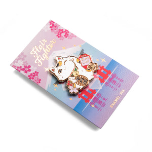 Lucky Cat (White) Maneki-Neko Enamel Pin Brooches & Lapel Pins Flair Fighter