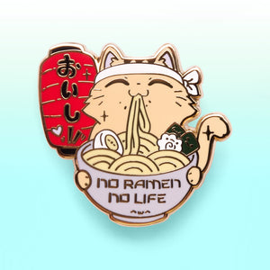 No Ramen No Life Cat Enamel Pin Brooches & Lapel Pins Flair Fighter