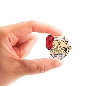 No Ramen No Life Cat Enamel Pin Brooches & Lapel Pins Flair Fighter