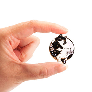 Sakura Yin Yang Cats Enamel Pin Brooches & Lapel Pins Flair Fighter