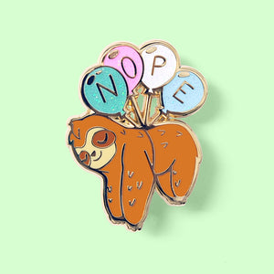 NOPE Balloon Sloth Enamel Pin Brooches & Lapel Pins Flair Fighter