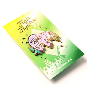 Sleepy Vibes Only Sleeping Sloth Enamel Pin Brooches & Lapel Pins Flair Fighter