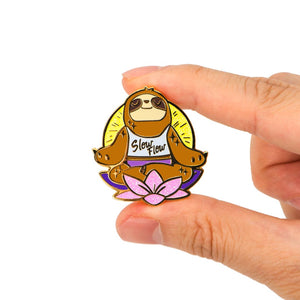 Slow Flow Yoga Meditation Sloth Enamel Pin Brooches & Lapel Pins Flair Fighter