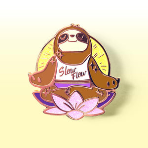 Slow Flow Yoga Meditation Sloth Enamel Pin Brooches & Lapel Pins Flair Fighter