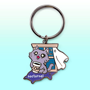 Nocturnal (Nebelung Cat) Keychain  Flair Fighter