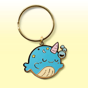 Sleepy Whale Enamel Keychain  Flair Fighter