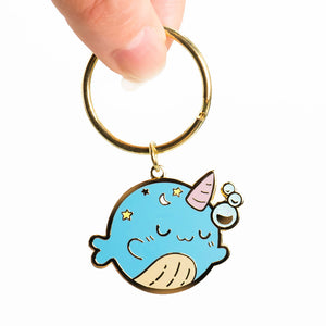 Sleepy Whale Enamel Keychain  Flair Fighter