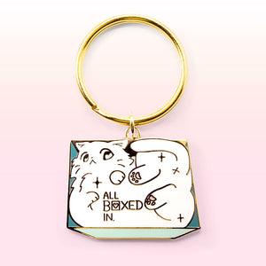 All Boxed In (Turkish Angora Cat) Keychain  Flair Fighter