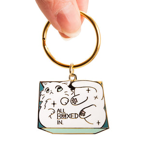 All Boxed In (Turkish Angora Cat) Keychain  Flair Fighter