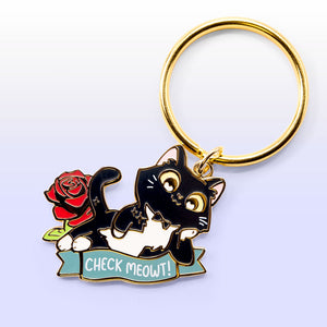 Check Meowt (Tuxedo Cat) Keychain Keychain Flair Fighter
