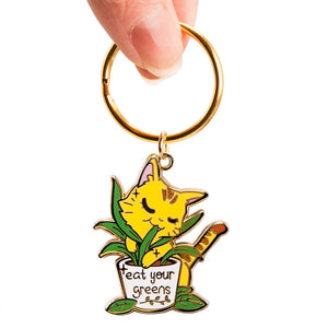 Eat Your Greens (Orange Tabby Cat) Keychain  Flair Fighter