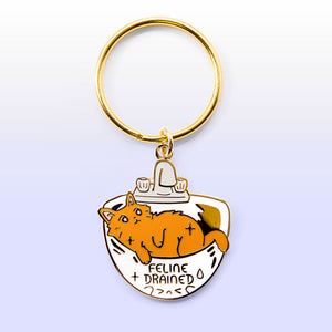 Feline Drained (Havana Brown Cat) Keychain  Flair Fighter