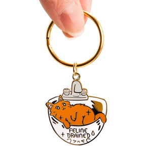 Feline Drained (Havana Brown Cat) Keychain  Flair Fighter