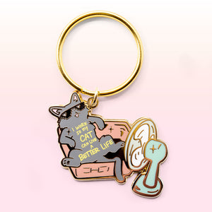 I Work So My Cat Can Live A Better Life (Korat Cat) Keychain  Flair Fighter