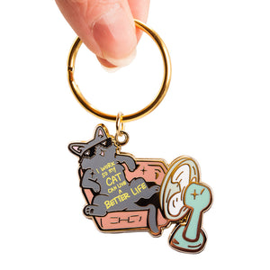 I Work So My Cat Can Live A Better Life (Korat Cat) Keychain  Flair Fighter