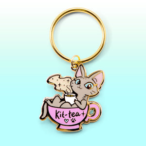 Kit-Tea (Sphynx Cat) Keychain  Flair Fighter