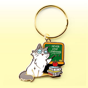 Never Stop Learning (Ragamuffin Cat) Keychain  Flair Fighter