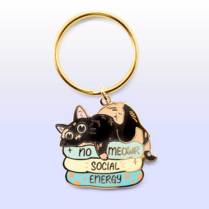 No Meowr Social Energy (Tortoiseshell Cat) Keychain  Flair Fighter
