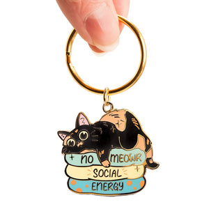 No Meowr Social Energy (Tortoiseshell Cat) Keychain  Flair Fighter